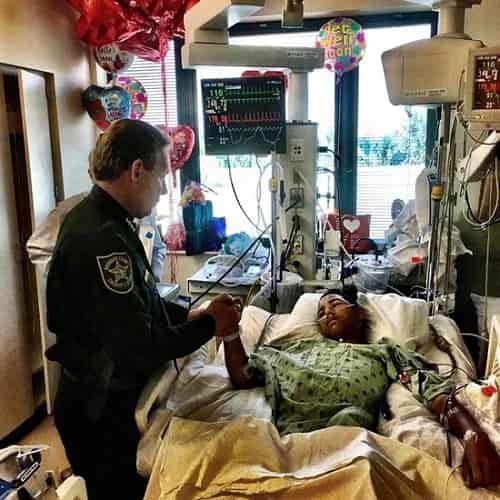 Anthony Borges, 15, being visited by officers after the deadly Parkland Shooting