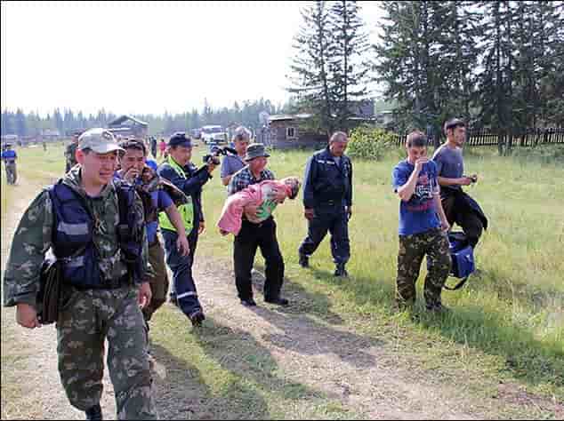 Karina after being rescued by the Sakha Republic Rescue Service.