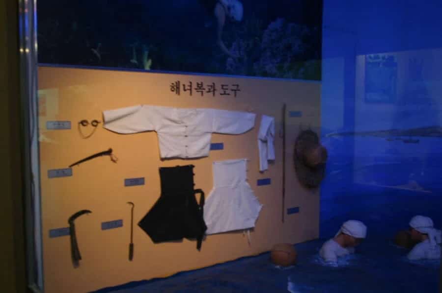 Traditional tools and clothing once used by the Haenyeo, women of the sea.