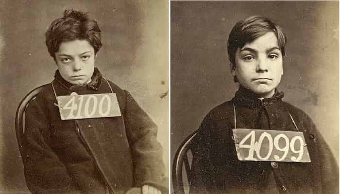 George Davey, 10, (left) and William Jowers, 12 , (right) were both given one month hard labour at Wandsworth Prison for stealing two live tame rabbits in December 1872