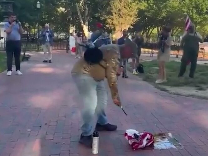 Detained for burning the American flag